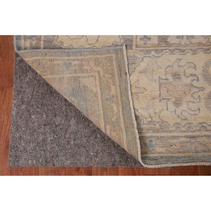 Hand Knotted Oriental 100% Wool Carpet Transitional Medallion Navy Blue & Blues Oushak Area Rug - 11' 10'' X 9' 0''