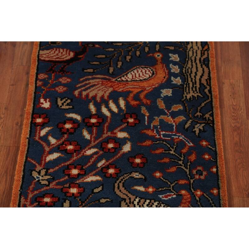 Blue Ziegler Indian Foyer Rug Hand-Knotted Wool Carpet - 2'6"x 5'9"