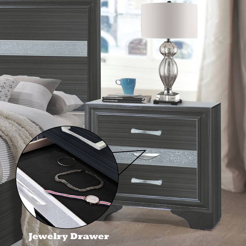 Chic Nightstand with Spacious Drawers and Jewelry Organizer