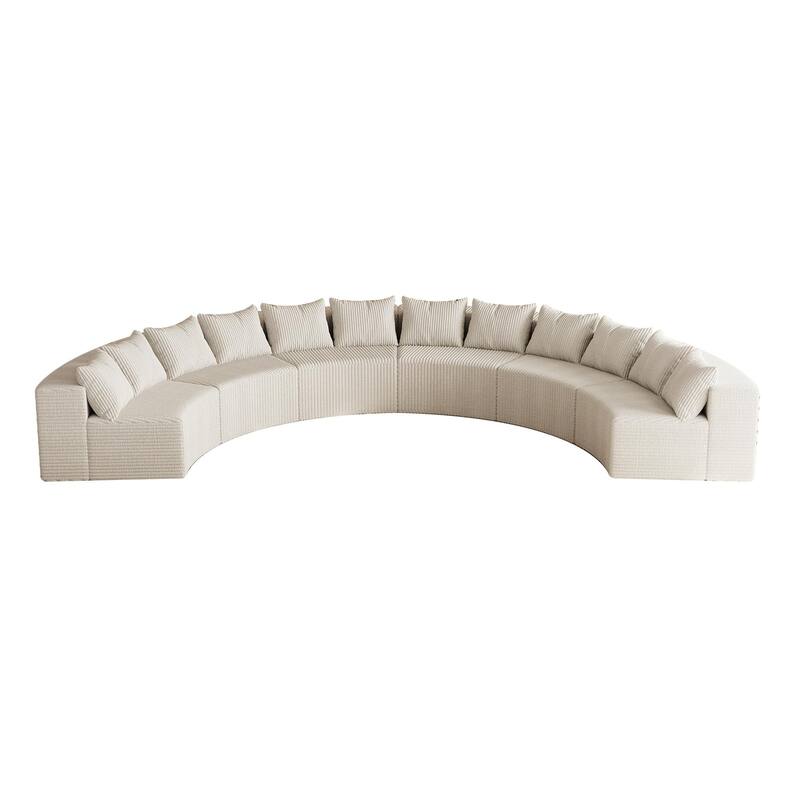 Curved Modular Sectional Sofa Corduroy Conversation Set with Pillows, Symmetrical Sleeper Sofa Semi Circular Couch