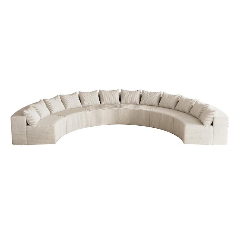 Oversize Curved Corduroy Sectional Sofa 181" Symmetrical Modular Couch - Beige