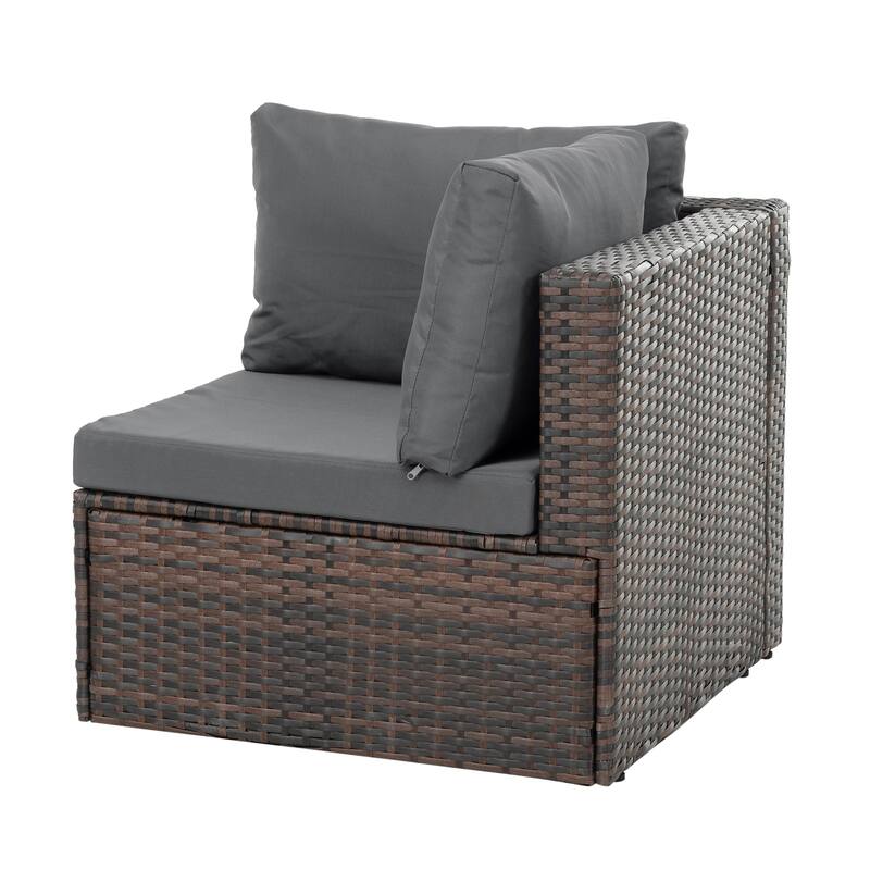 GDFStudio - Stylish 5-Piece Outdoor PE Wicker Patio Set with Tempered Glass Coffee Table, Seats 4