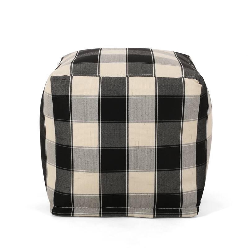 Konnor Modern Fabric Checkered Cube Pouf by Christopher Knight Home