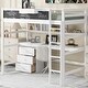 preview thumbnail 1 of 10, Twin Solid Pine Loft Kids Bed Frame with Desk, Blackboard, 3-Drawers, Guardrails, Shelf & Storage Box, Safety Guaranteed, White White