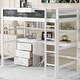preview thumbnail 1 of 13, Wood Twin Size Loft Bed with Desk, Blackboard, Storage Box, Shelf & 3 Drawers, Safe Design with Guardrails, White White