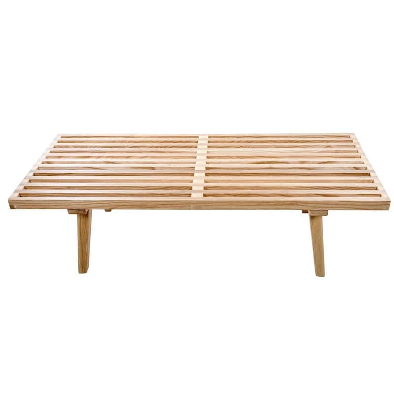 Inwood Solid Wood Entryway Bench with Slatted Seat, Rubberwood Frame, Beech Legs, Indoor Shoe Rack & Storage, Stained Finish