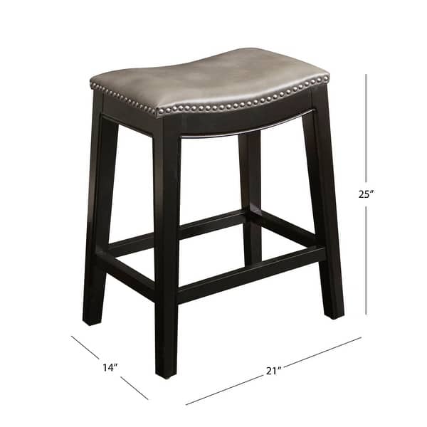 Abbyson Rivoli Grey Bonded Leather Nailhead Trim Counter Stool Bed