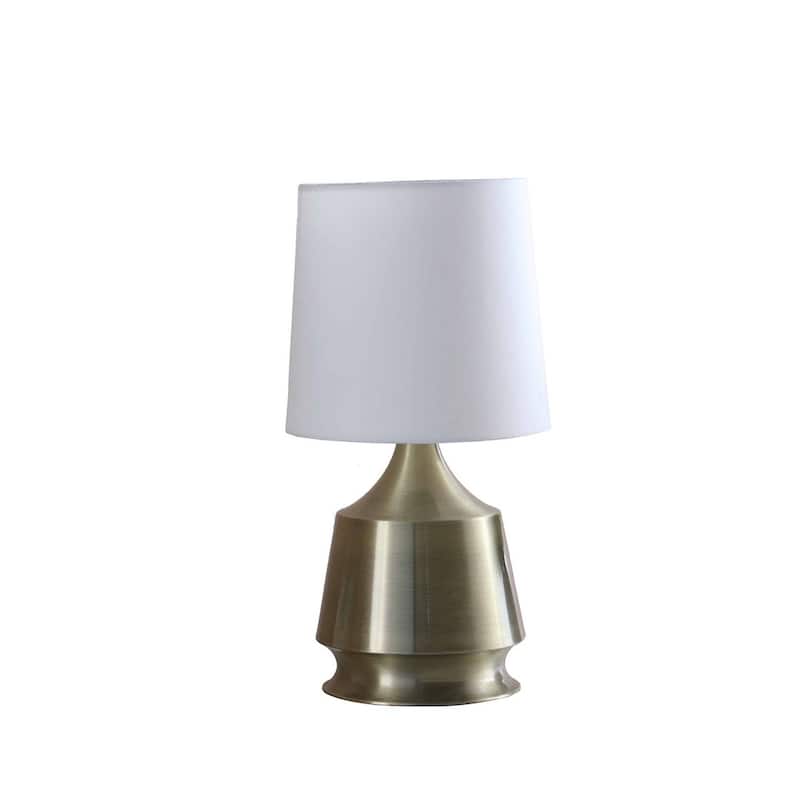 14-Inch Antique Brass Metal Table Lamp - Multicolor