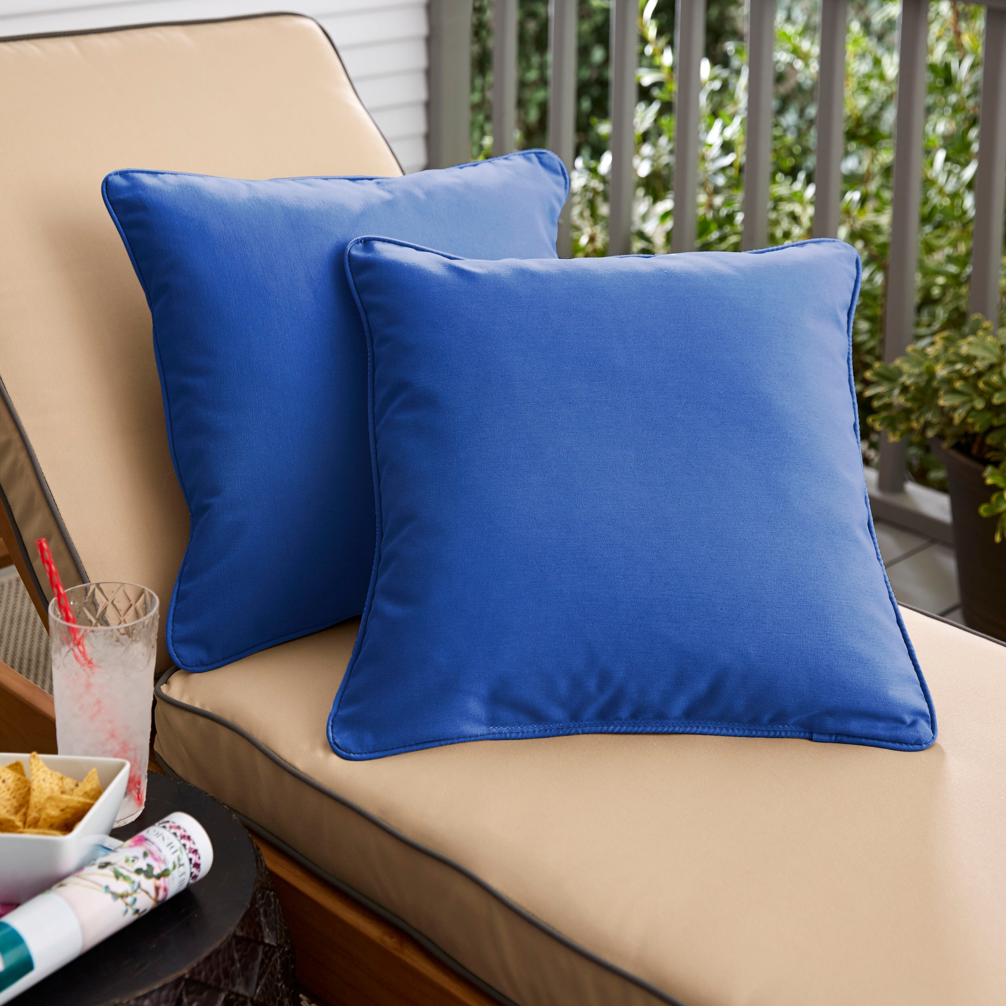 Blue outdoor sale lumbar pillows