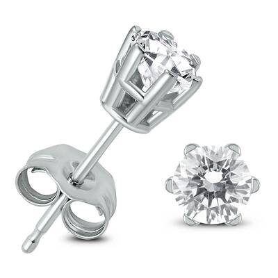Marquee Certified 1/2 Carat TW 6 Prong Round Diamond Solitaire Stud Earrings In 14k White Gold