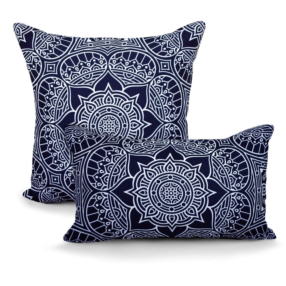 Decorative Indoor/Outdoor Weatherproof Lumbar Throw Pillows with Inserts (Set of 2) -12x20 - 18x18 Inches