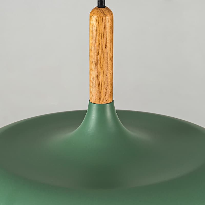 Industrial Farmhouse Pendant Light Fixture with Wood Grain - 12.6