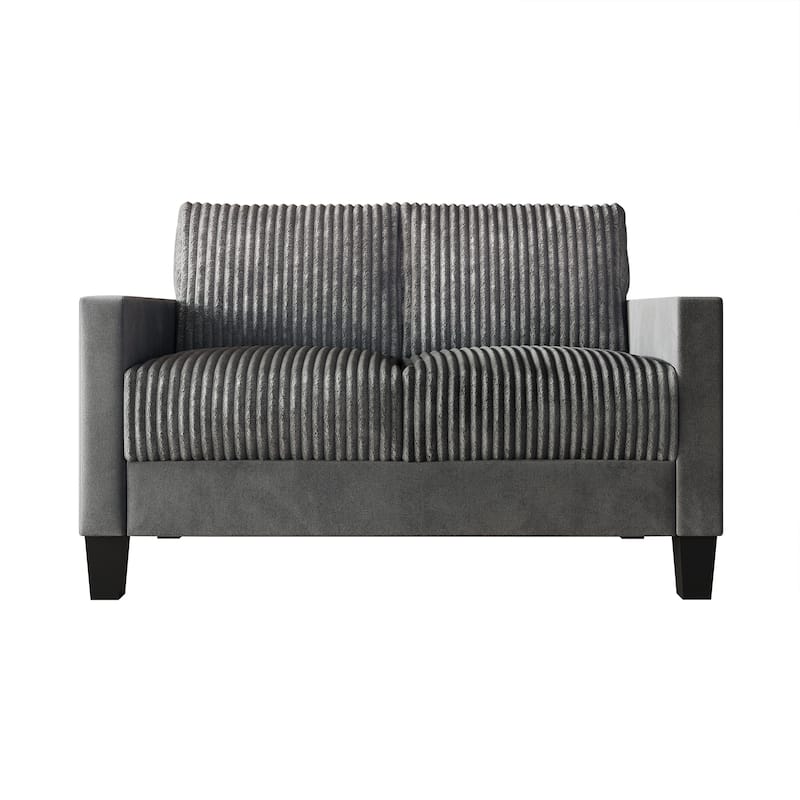CraftPorch Corduroy Mid-Century Modern Velvet Upholstered Loveseat - Grey