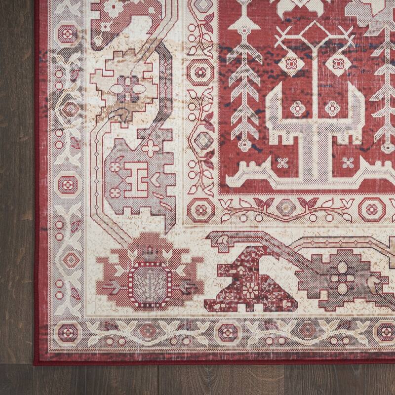 Lazod Power Loomed Distressed Non Skid Stain Resistant Low Pile Area Rug By HomeRoots - 84' X '60' X '0.2