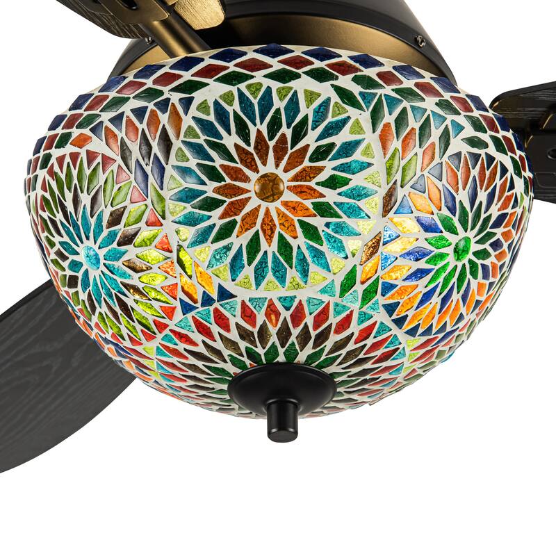 Costello River of Goods 3-blade 42-inch Modern Indoor Ceiling Fan with Mosaic Glass Shade and Remote Control