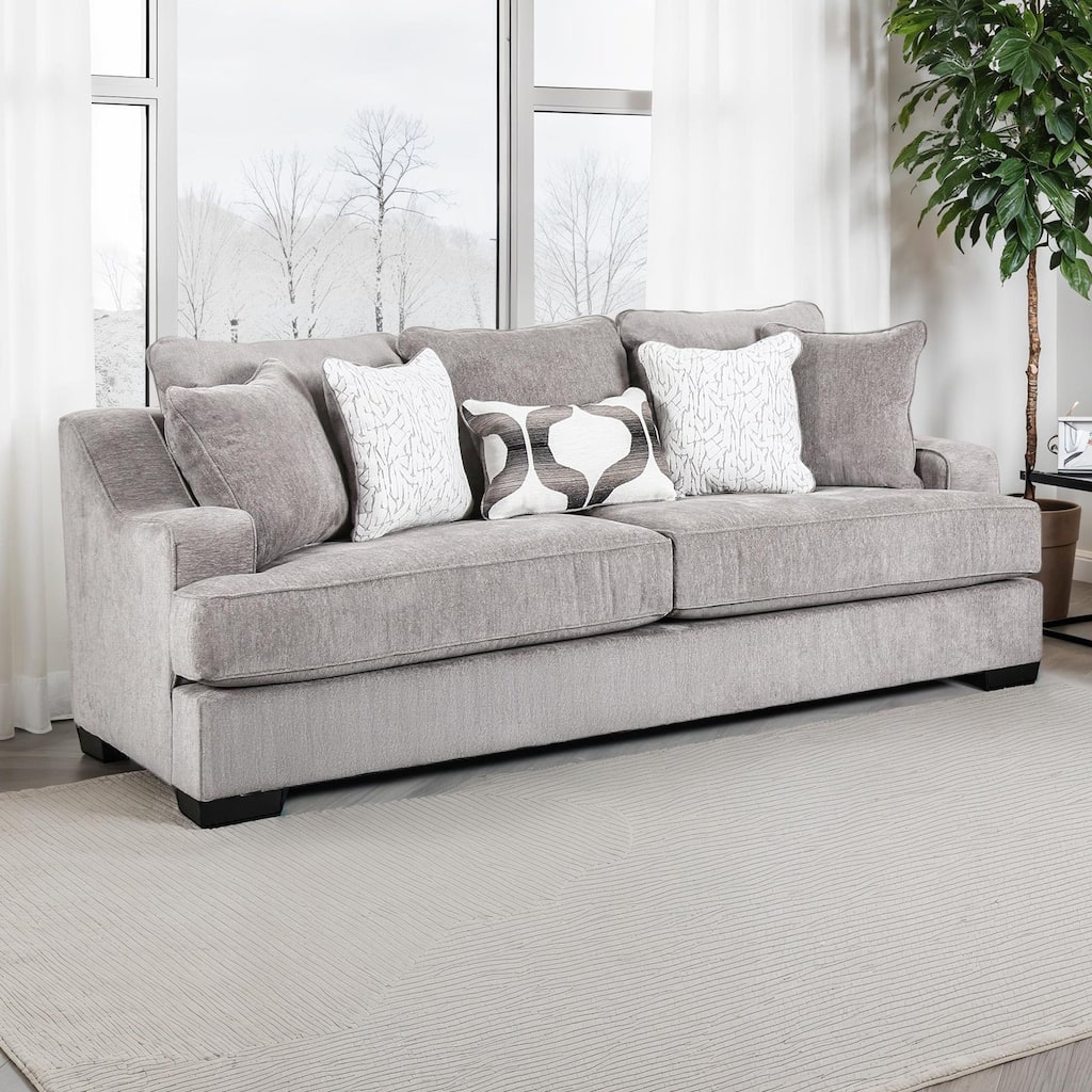 Transitional Gray Finish Sloped Arms 1pc Sofa