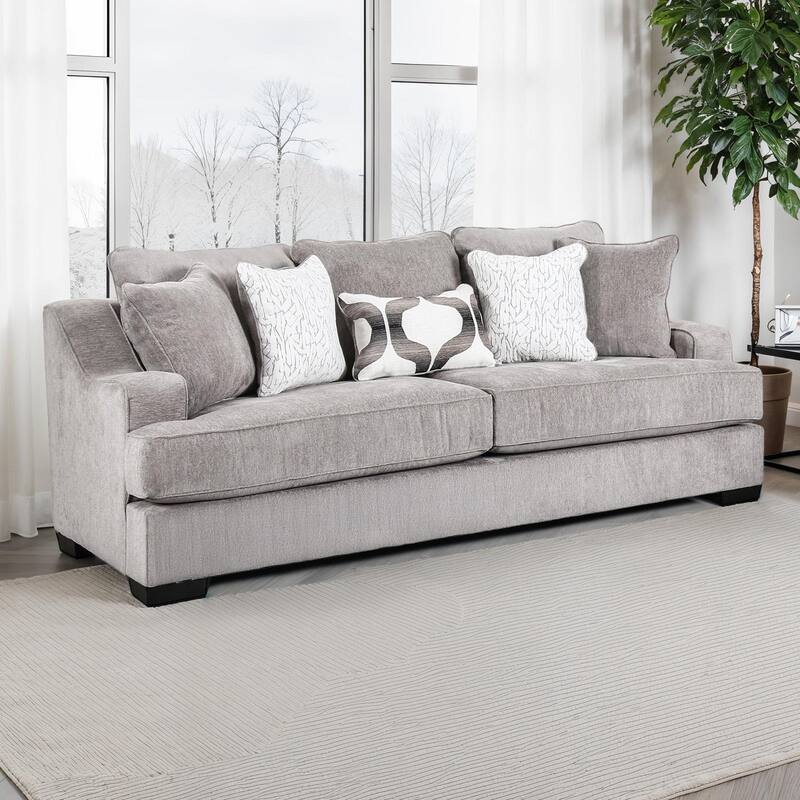Transitional Gray Finish Sloped Arms 1pc Sofa