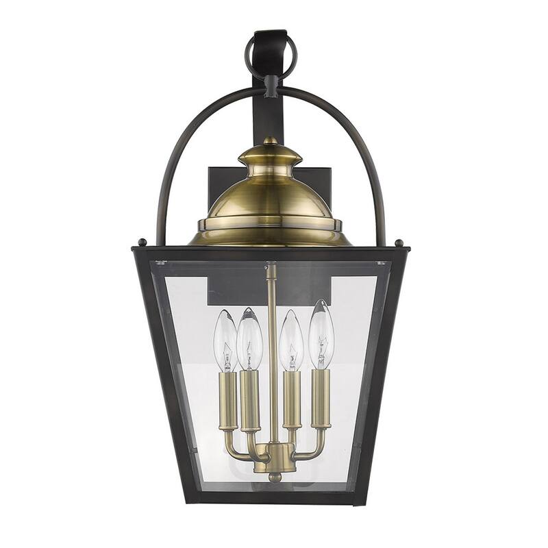 Bronze Glass LED Flush Mount Outdoor Wall Light with Bulbs