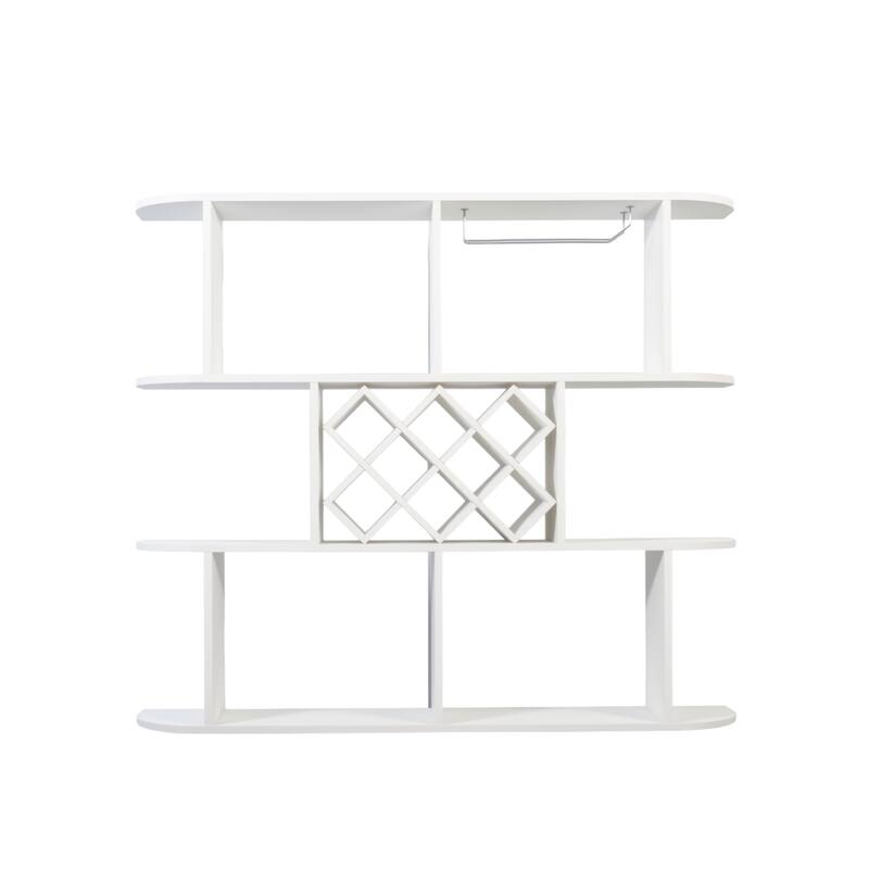 Large 3-Tier Rustic Wall-Mounted Wine Bottle Rack，Multifunctional Wooden Wine Storage Rack with Glass Holders