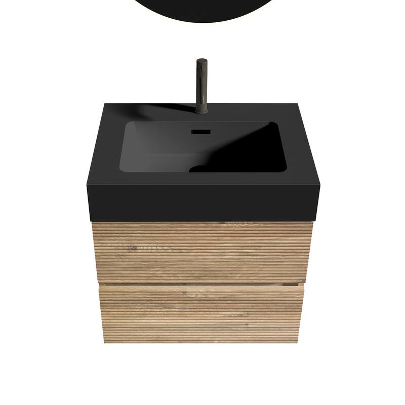 GDFStudio - Grace Wall-Mounted Bathroom Vanity with Engineered Quartz Sink & Soft Close Drawers, without Drainage and Faucet