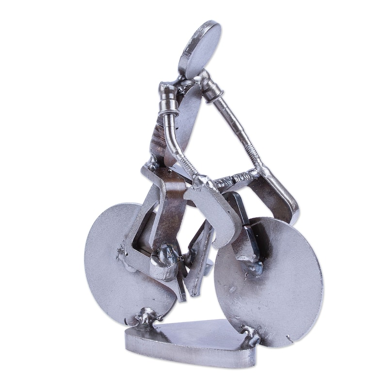 Novica Handmade Ecological Morning Recycled Scrap Metal Statuette