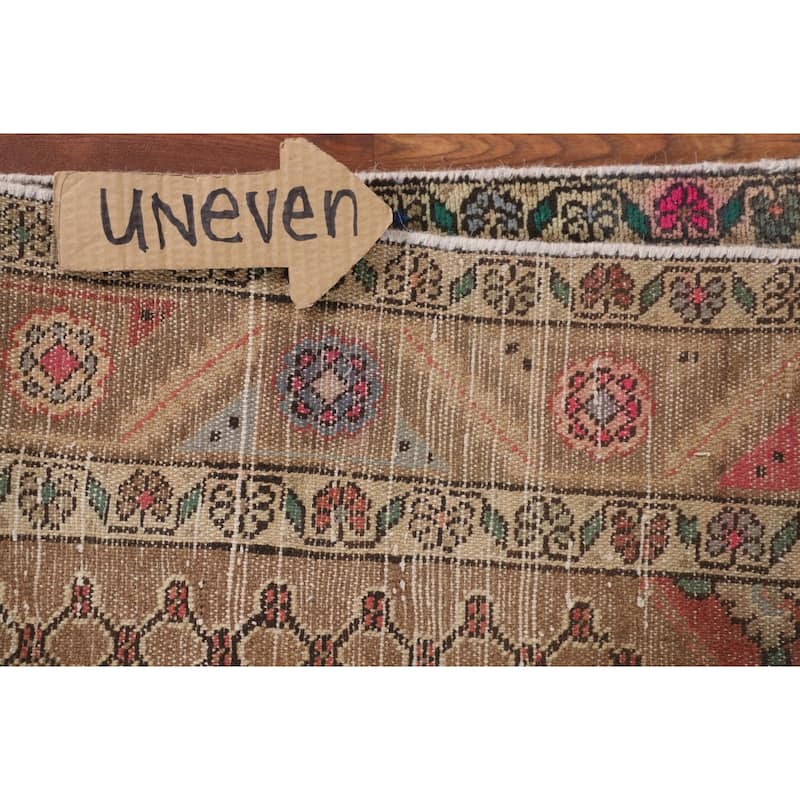 Brown Geometric Koliaei Persian Accent Rug Handmade Wool Carpet - 2'9" x 6'0"