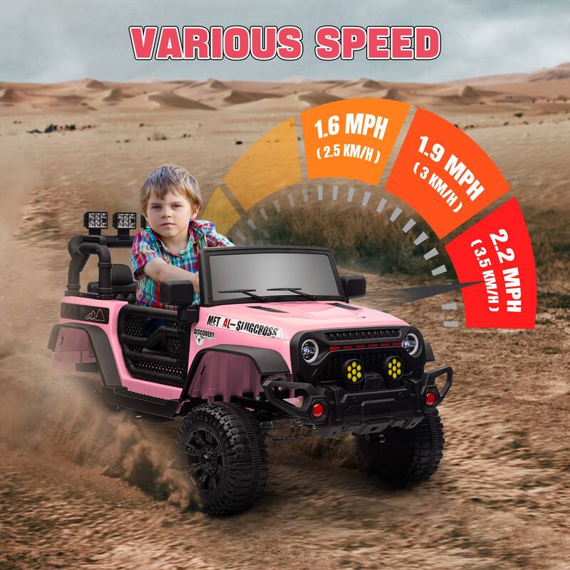 12V Electric Ride-On Car for Kids, SUV Design, Parent Remote, 4 Suspension Wheels, LED Lights, Pink