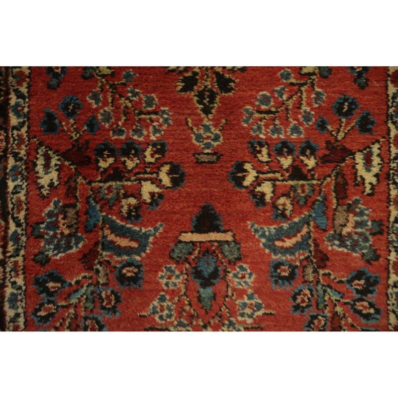 Hand Knotted Oriental 100% Wool Carpet Traditional Floral Oranges & Rust Hamedan Runner Rug - 17' 9'' X 2' 9''