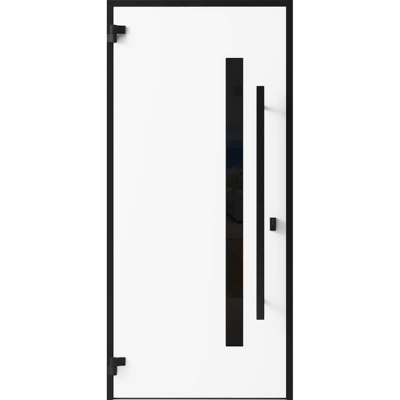 Front Exterior Prehung Steel Door Ronex 0144 Grey Entry Metal Painted W36xH80 Left hand Inswing