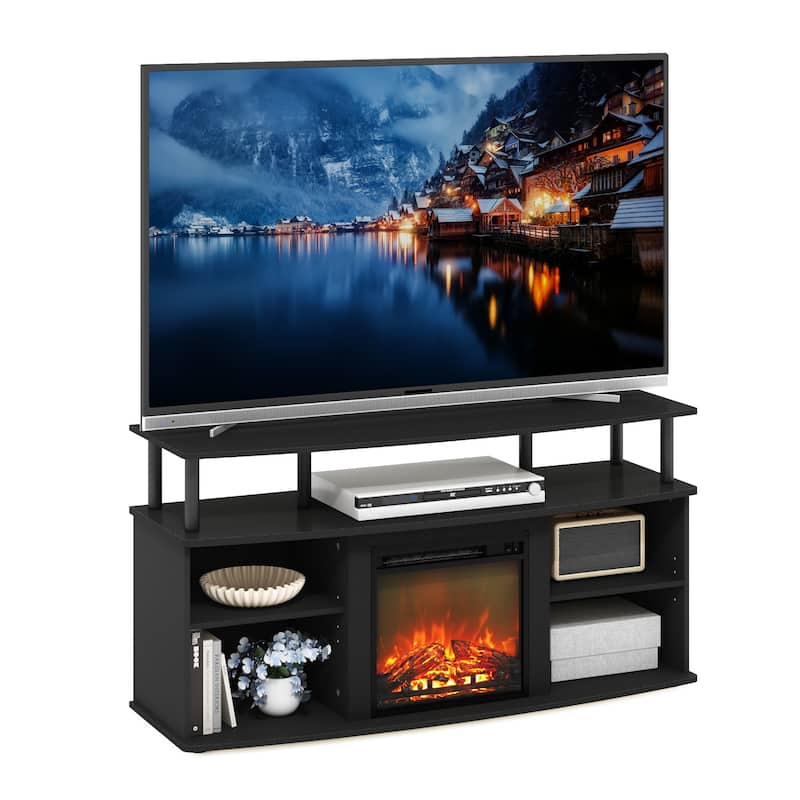 Furinno Jensen Open Shelving Storage Fireplace Entertainment Center for TV up to 55 Inch