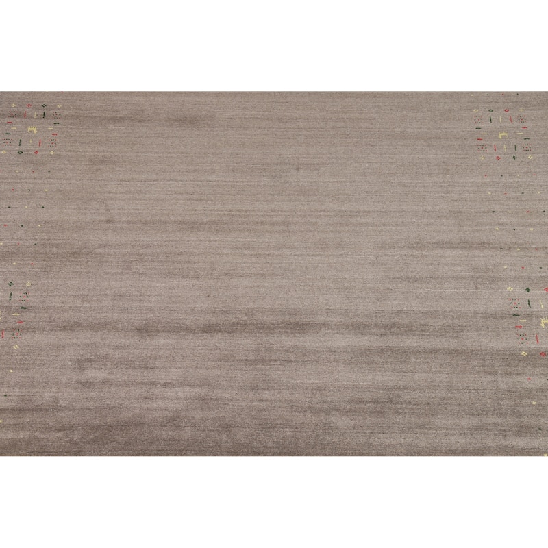 Brown Tribal Gabbeh Oriental Area Rug Hand-Knotted Wool Carpet - 7'10" x 9'7"
