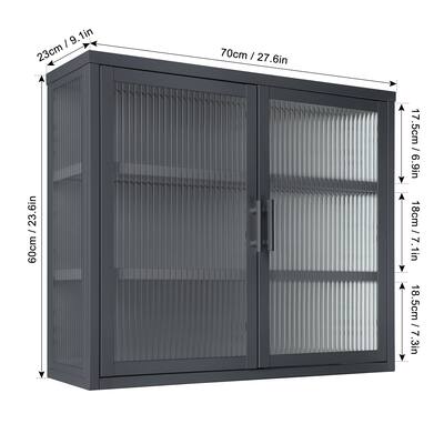 Haze Double Glass Door Wall Cabinet Sideboard with Detachable Shelves