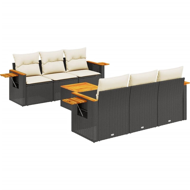 vidaXL Garden Sofa Set Black PE rattan Large Foldable Garden Sofa Set - 21.7 x 21.7 x 14.6 in