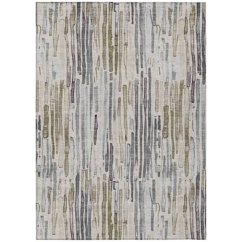 HomeRoots Striped Modern Rectangle Outdoor Rug