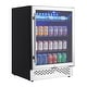 preview thumbnail 1 of 5, 22.7"D 120-Can Capacity Beverage Refrigerator Cooler with Glass Door Black