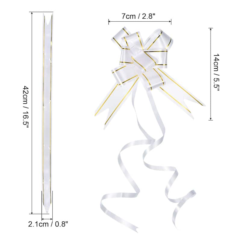 40Pcs 2.8" Pull Bows Present Wrapping String Bows Gold Thread Style - White