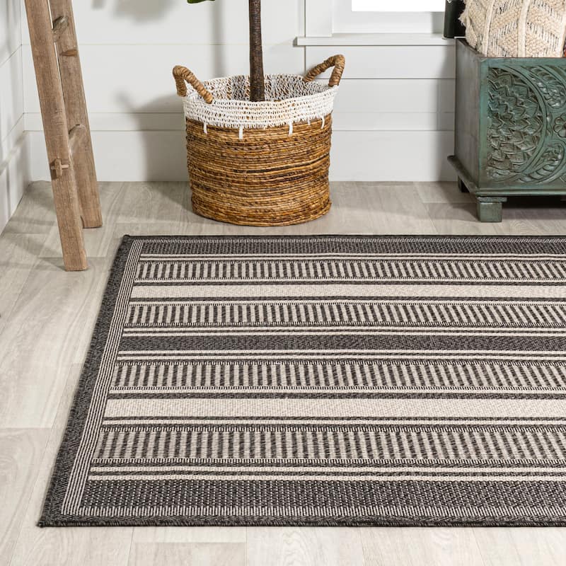 JONATHAN Y Negril Modern Double Stripe Indoor/Outdoor Area Rug