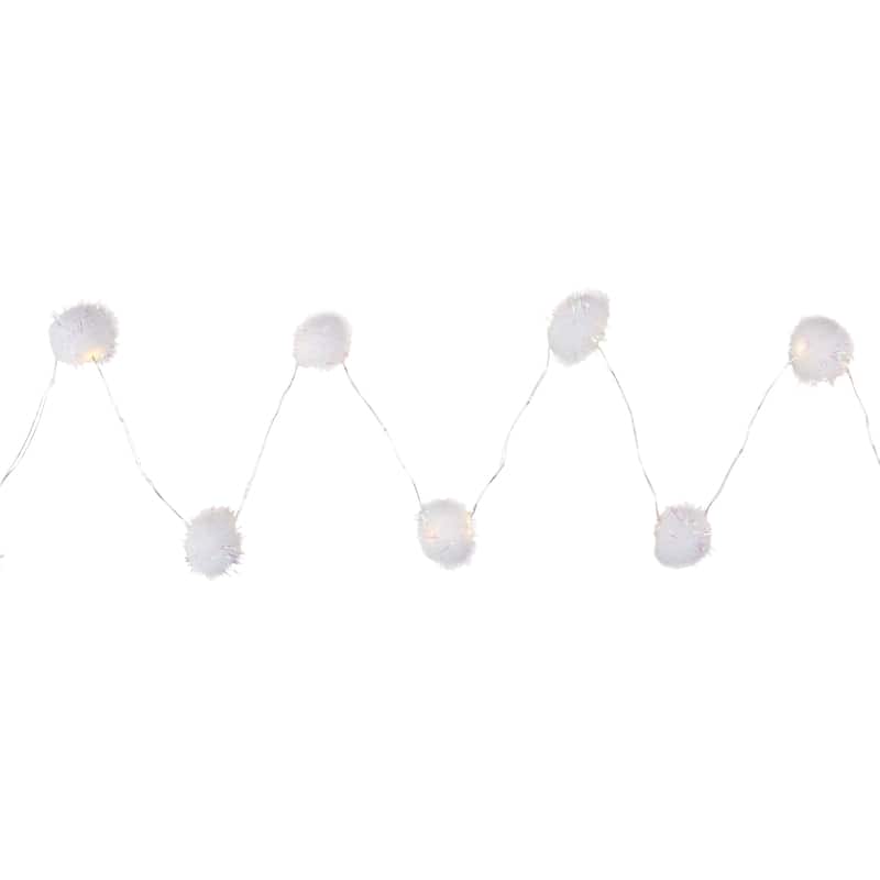 15 B/O LED Warm White Tinsel Pop Ball Christmas Lights - 4.5' Clear Wire