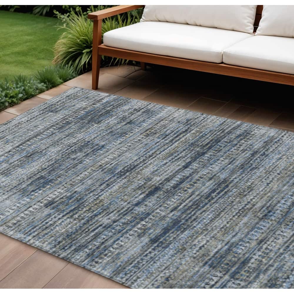 HomeRoots Striped Transitional Rectangle Outdoor Rug