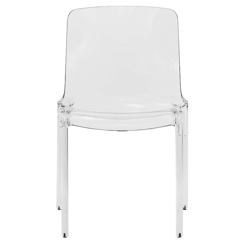 Stackable Plastic Dining Chair Set of 2 Modern Full Back Acrylic Transparent Side Chair