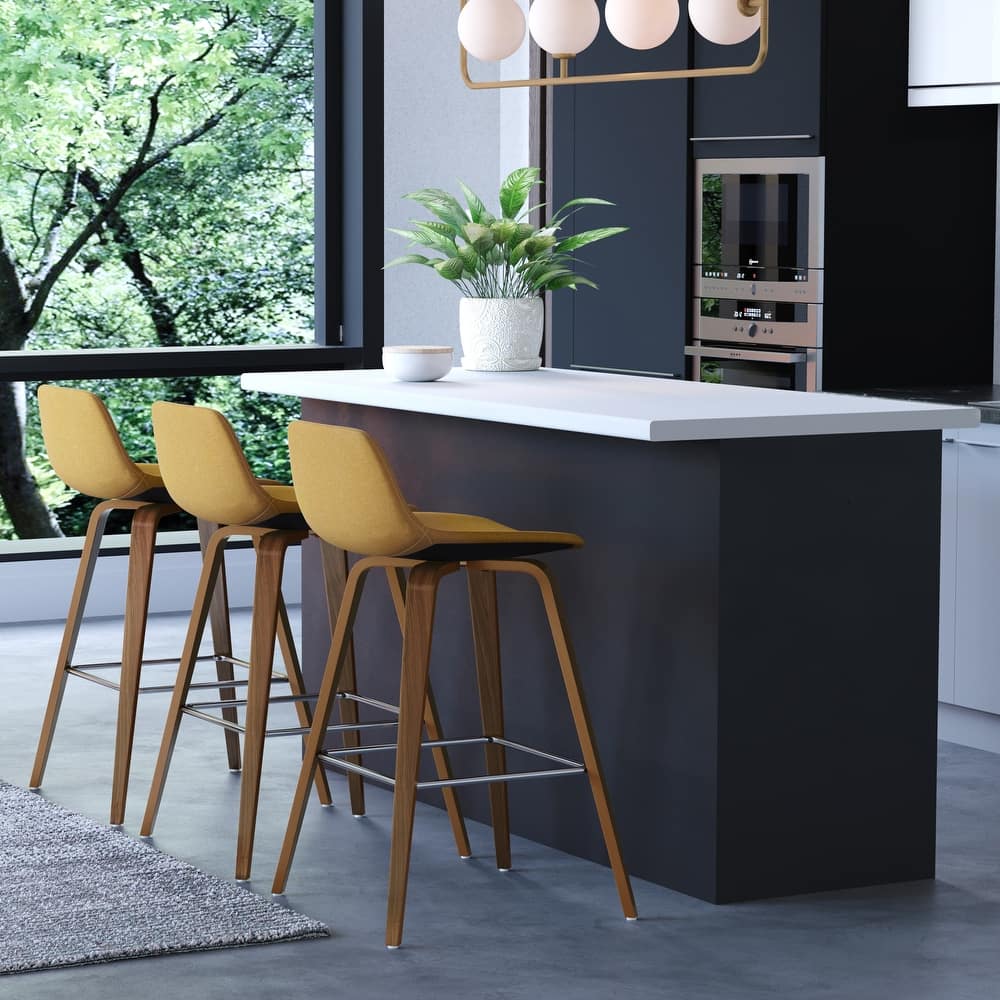 WYNDENHALL Cacey Mid Century Modern Bentwood Counter Height Stool (Set of 2) - 20.7'' x 21.1'' x 36.6