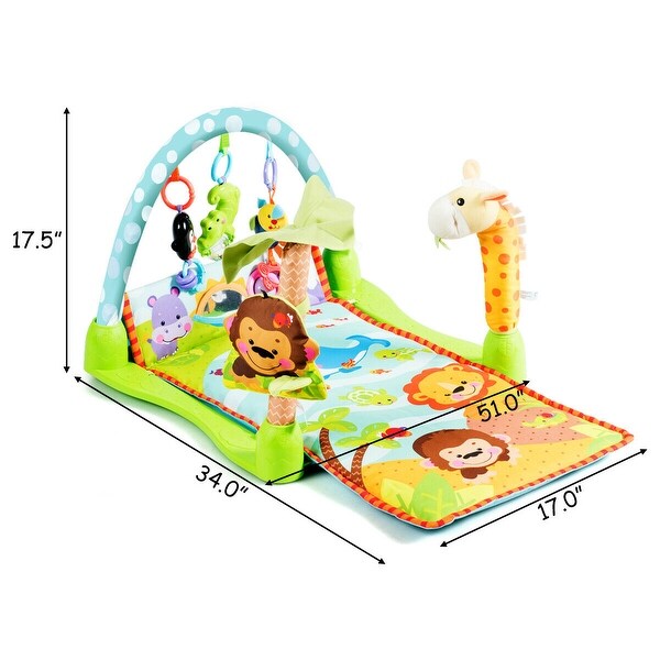 Gymax 4-in-1 Baby Activity Play Mat Activity Center w/3 Hanging Toys - Green