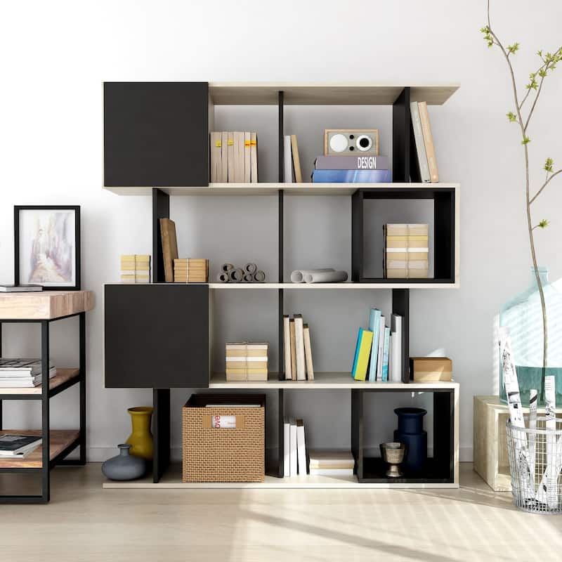 Modern Geometric Bookcase - Asian Style Display Shelf for Living Room, Office, & Library - 55