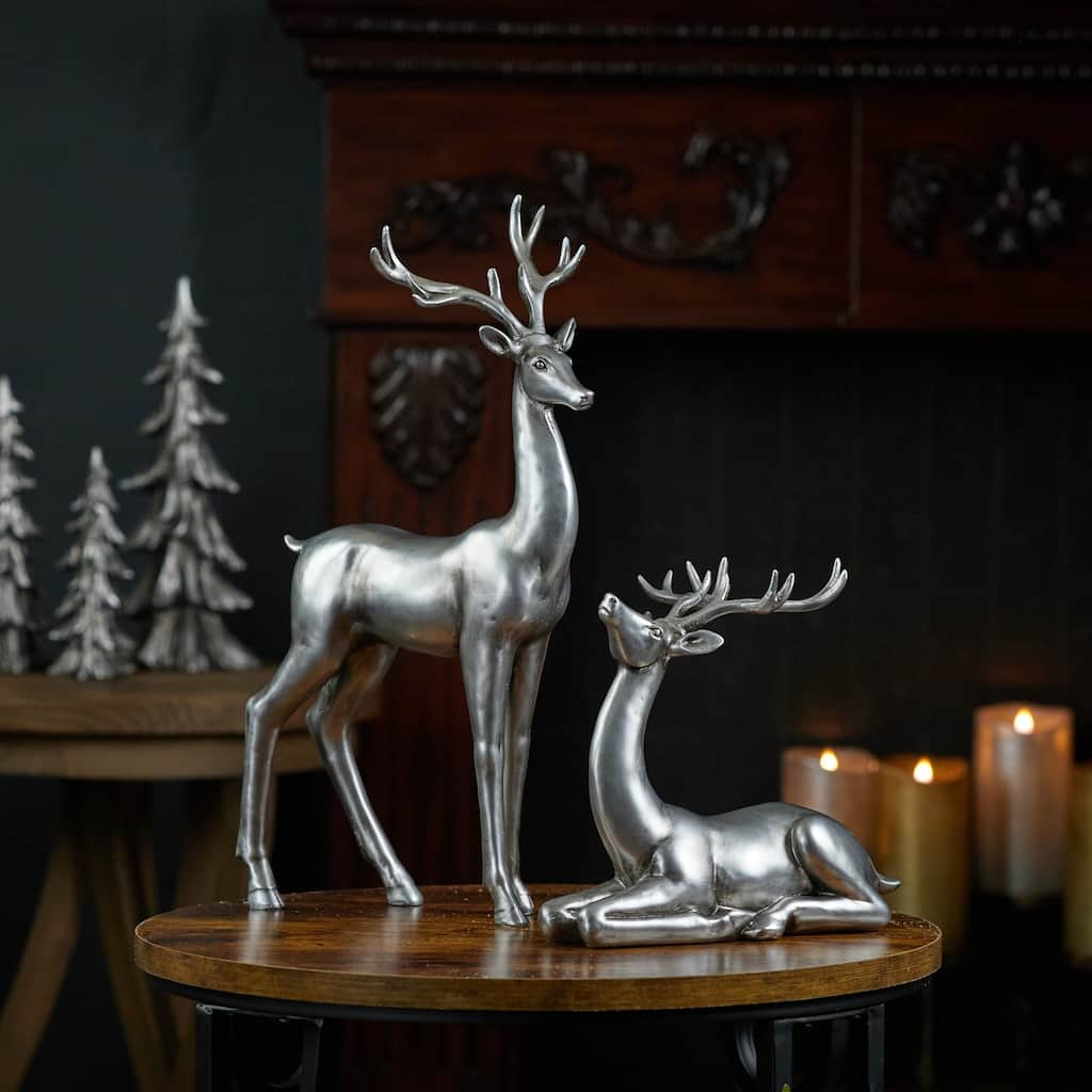 Sculpted Reindeer Christmas Figurine - 17.25" - Set of 2