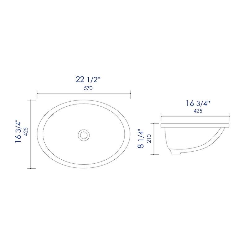 ALFI brand ABC602 White 23" Oval Undermount Ceramic Sink