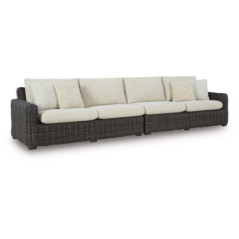 Signature Design by Ashley Kimora Brown/Beige 3-Piece Outdoor Sectional - 109"W x 109"D x 32"H