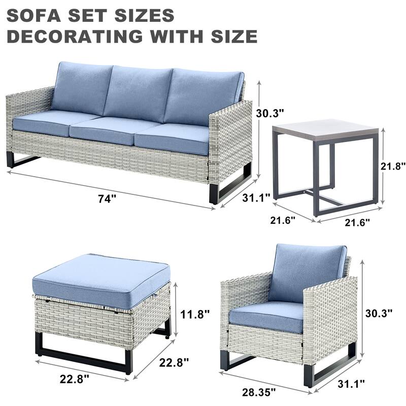 6 Piece 3-Seat Sofa Chair Table Set