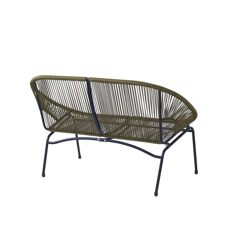 Roomfitters Condessa Outdoor Wicker Loveseat with Hammock Weave, Modern