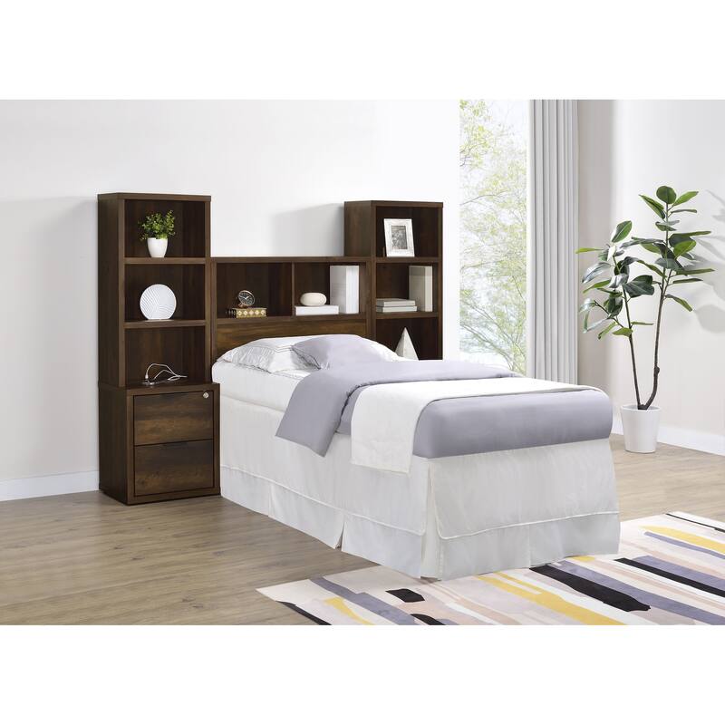 Westpark 3-Piece Bedroom Set Bookcase Headboard - Dark Pine - Twin