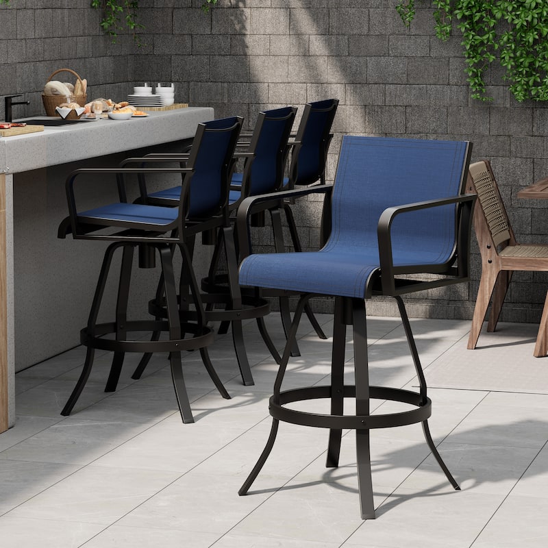 Pellebant Outdoor Aluminum Swivel Barstool Patio Bar Stools with Sunbrella Fabric - 18.31"Lx18.31"Wx43.31"H
